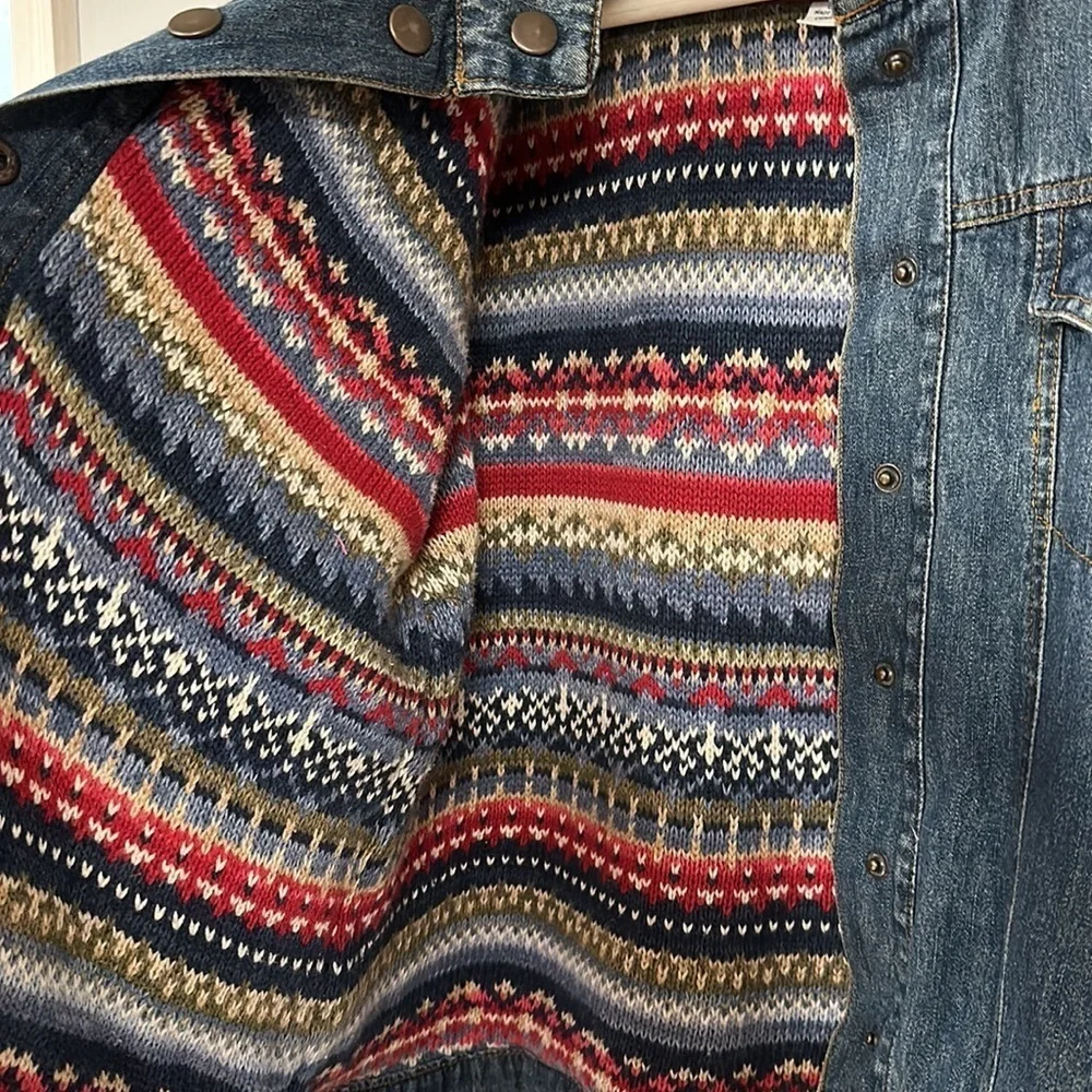 Vintage Tiara International Denim Jacket Lined with Sweater Material Size L, 90s - Picture 5 of 12